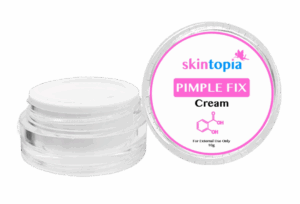 pink face cream called pimple fix cream behind a transparent background from skintopia