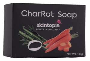 Skintopia's Carrot Soap inside a box called CharRot Soap
