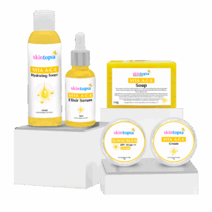 Skintopia's Set including toner, creams, soap and serum called Timeless Beauty Set