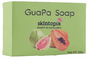 Skintopia Guava Soap bar that is inside the Green Box called Guapa Soap