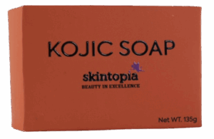 Skintopia's Soap Called Kojic Soap inside a brownish box