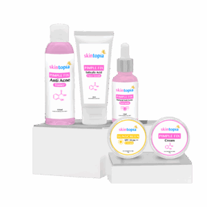 Skintopia's Set including toner, creams, soap and serum called Pimple Fix Set